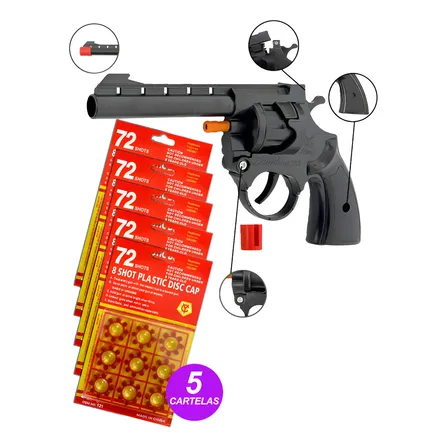 Revolver Arma De Brinquedo Espoleta Com 360 Tiros Reforçado