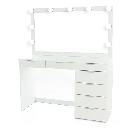 Penteadeira Ditália 7 Gavetas Branco C/ Kit Luz Camarim Cozy