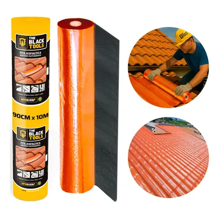 Manta Asfáltica Auto Adesiva Terracota Para Telha 90cm X 10m