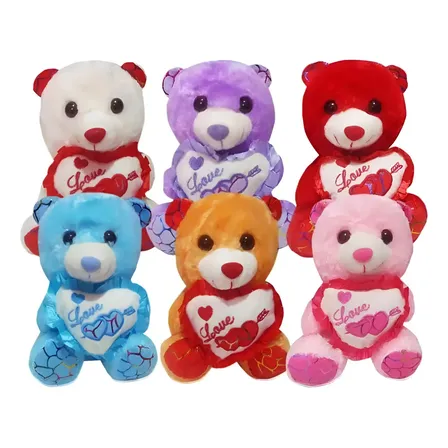 Urso Pelúcia Presente Criança Namorada Mãe Coração Kit 6