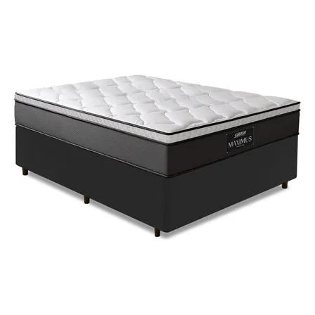 Cama Box Casal Gazin Maximus Molas Ensacadas Cinza/preto
