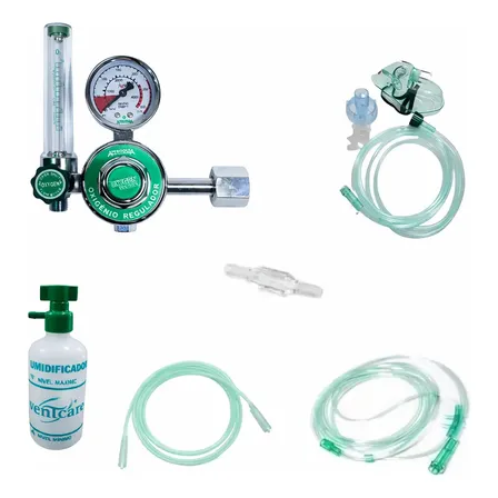 Kit Válvula Oxigênio Com Fluxômetro Inalação Domiciliar