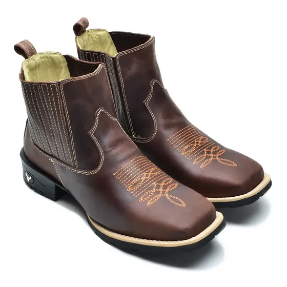 Botas Masculinas Country Texana Bico Quadrado Cano Curto