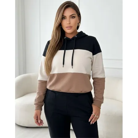 Conjunto Moletom Feminino Flanelado Branco Preto Cinza Moda