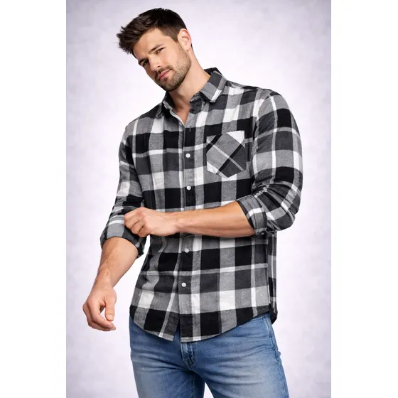 Camisa Flanela Xadrez Lenhador Masculina Manga Longa Fit