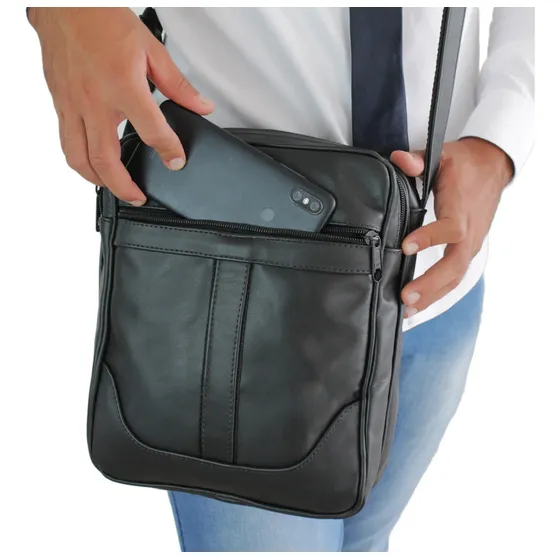 Bolsa Transversal De Couro Bovino Legítimo, Pasta, Beg 015