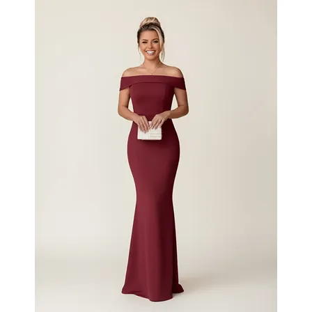 Vestido Longo Moda Instagram Lindo Ombro A Ombro Com Bojos