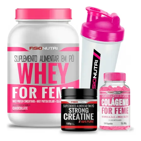 Combo Feminino 1 Whey + 1 Colágeno + 1 Creatina + Brinde