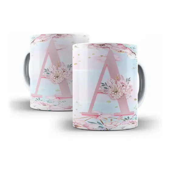 Caneca Personalizada De A - Z Xícara Com Letra Do Seu Nome