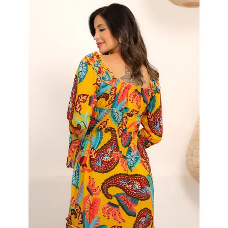 Vestido Longo Indiano Lenço Branco Estampado De Ponta 333