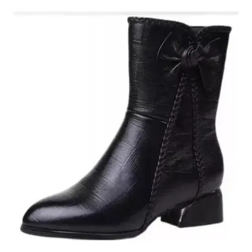 Bota De Couro Aveludada E Forrada - Ultra Confort