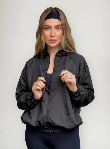 Jaqueta Corta Vento Impermeável Feminina Lisa Capuz