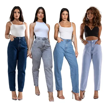 Calça Jeans Mom Feminina 100% Algodão Cintura Alta 00101