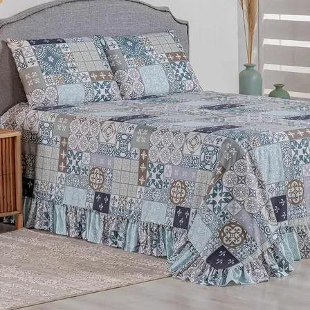 Colcha Premium King 3 Peças Percal 400 Fios Toque Macio