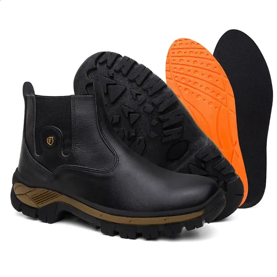 Bota Masculina Couro Impermeável Coturno Botina Palmilha Gel