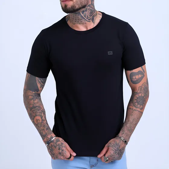 Camiseta Básica Masculina Slim Fit Algodão Lisa Várias Cores
