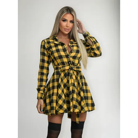 Vestido Curto Feminino Descotado Casual Manga Longa Oferta
