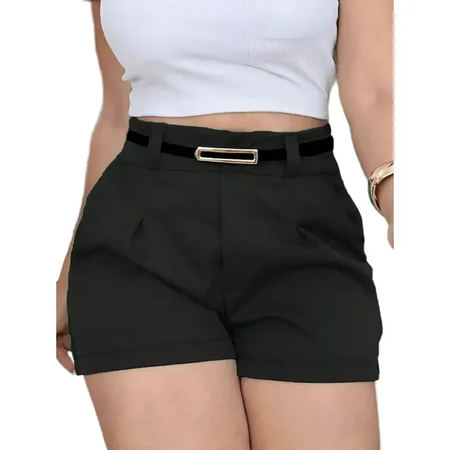 Short Feminino Social Cinto Alfaiataria Tendência Atual