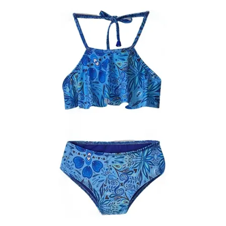 Biquíni Infanto Juvenil Frente Única Azul Cecí Moda Praia