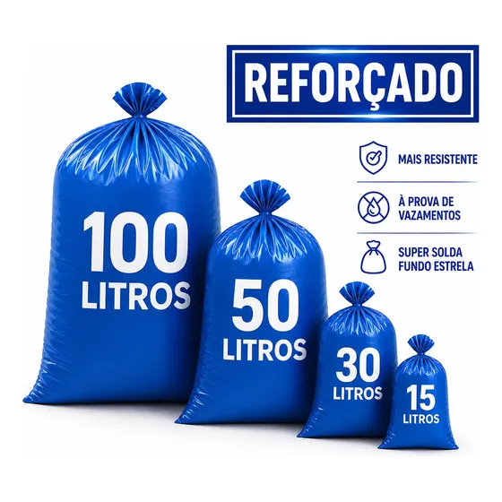 Sacos De Lixo Azul Resistente Reforçado Uso Pesado Embalar