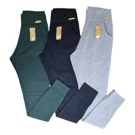 Kit 3 Calças Jogger Feminina Em Ribana Confortável