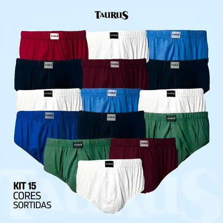 Kit 15 Cuecas Slip Tradicional Plus Size Algodão 52 Ao 64