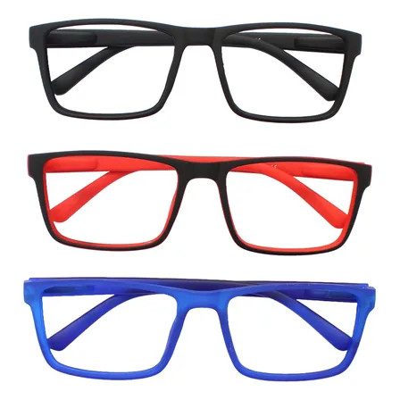 Kit 3 Oculos Para Leitura Emborrachados De +1.00 Ate +4.00