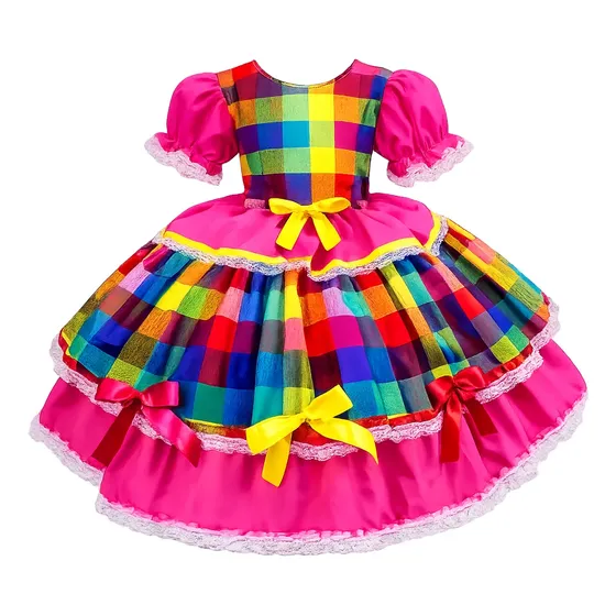 Vestido Infantil Festa Junina Julina Quadrilha Caipira Luxo