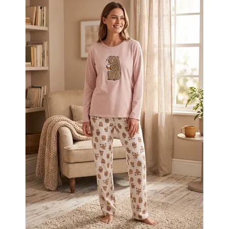 Pijama Moletinho Flanelado Adulto Feminino Inverno De Frio