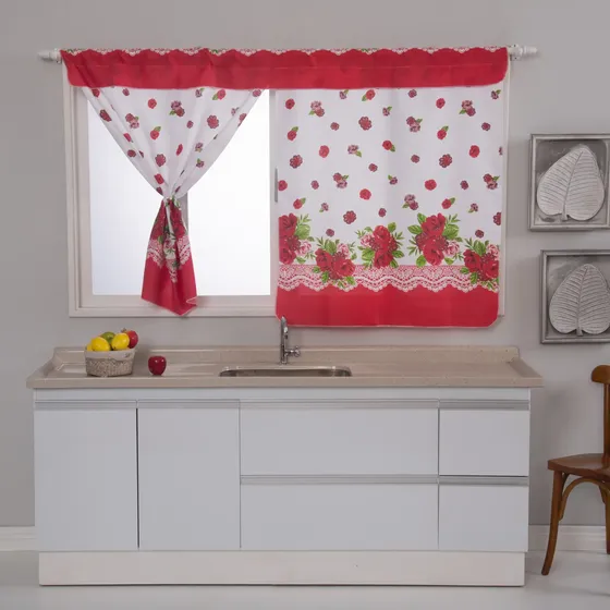 Cortina Janela Cozinha Casa Decoração 1.45m X 1,20m Promoção