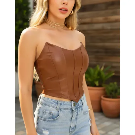 Blusa Cropped Tomara Que Caia Faixa Couro Cirre Morcego Bojo