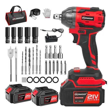 Chave De Impacto Brushless 21v Com 2 Baterias Sem Escova