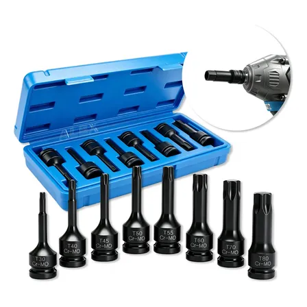 8 Peças Jogo De Soquete Impacto Torx T30 À T80 - 1/2''
