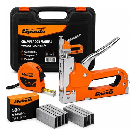 Kit Grampeador Tapeceiro Profissional Ajuste Sparta E Trena.