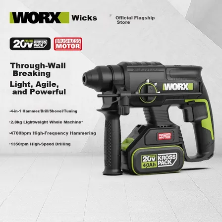 Furadeira De Martelo Rotativo Sem Escova Worx 20v 4.0ah