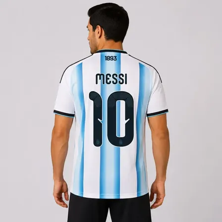 Camisa Masculina Azu/branca Argentina Messi 10 Envio Já.