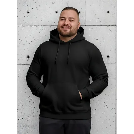 Moletom Canguru Com Capuz Plus Size Masculino Flanelado Liso