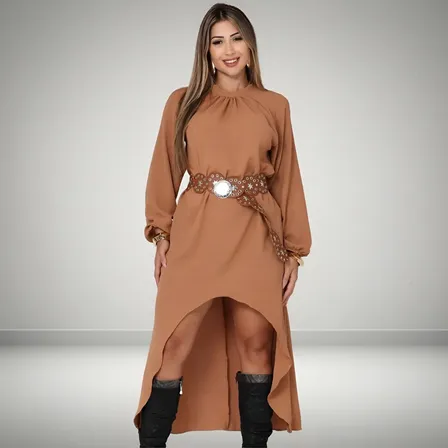 Vestido Longo Boho Chic Tendência Country Rodeio Folk Cores