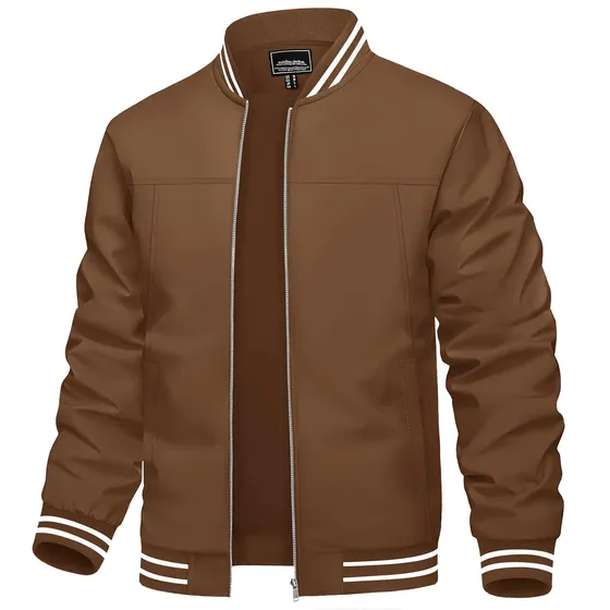 Jaqueta Leve Masculina Com Zíper E Bolso Corta-vento