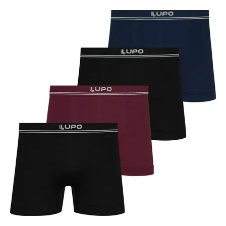 Kit 4 Cuecas Boxer Lupo Poliamida Sem Costura Box Original