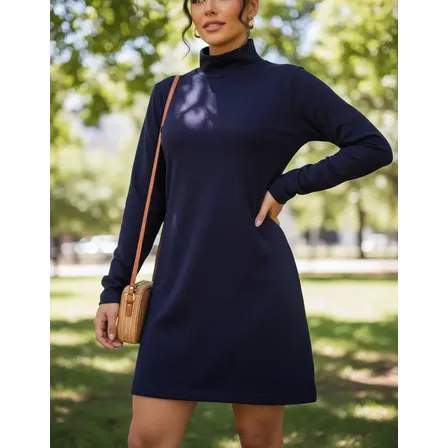 Vestido Mini Vest Inverno Lãzinha Gola Alta Manga Longa