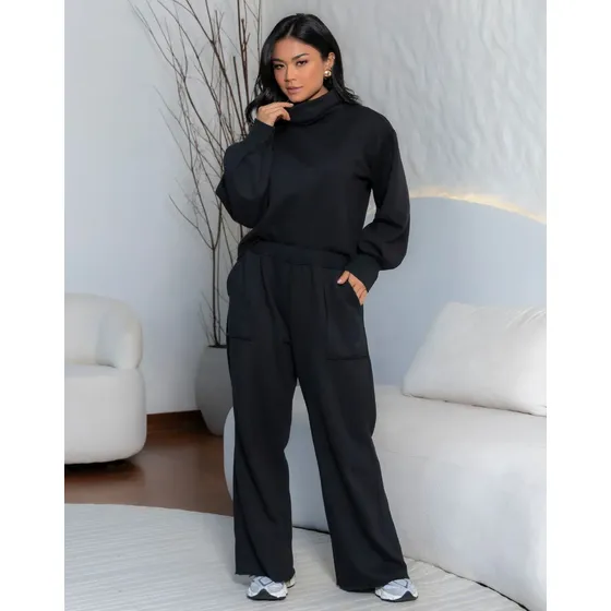 Conjunto Moletom Feminino Inverno Algodao Oversized
