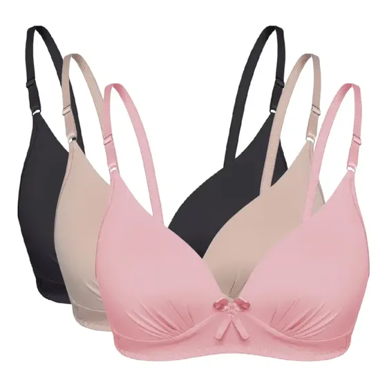 Kit Com 3 Sutiãs Bojo Soft - Sem Aro - Não Amassa