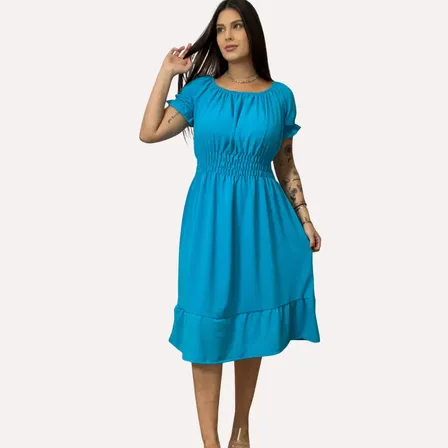 Vestido Midi Feminino De Manguinhas De Luxo Evangélica