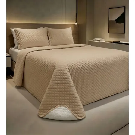 Colcha Cobre Leito Matelado Liso Queen 3 Peças