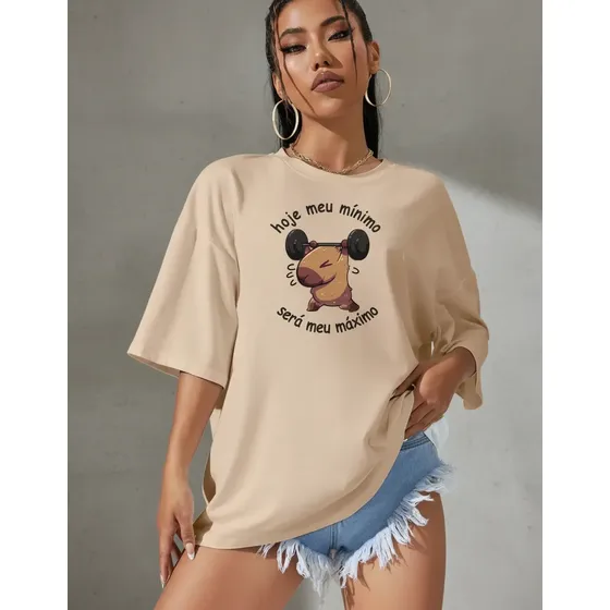 Camisetão Feminina Treino Blusão Academia Gym Algodão 100%