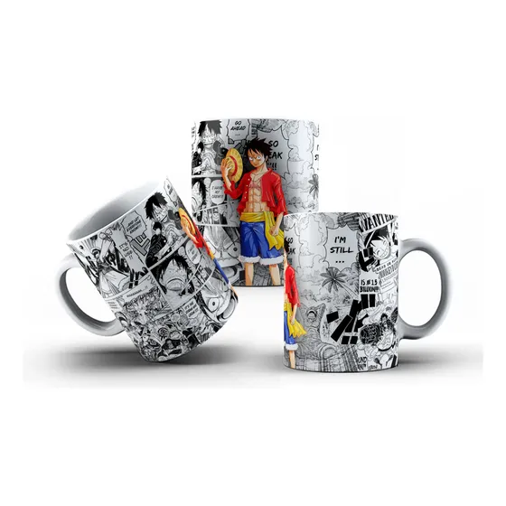 Caneca De Porcelana One Piece Monkey D. Luffy Manga Chibi