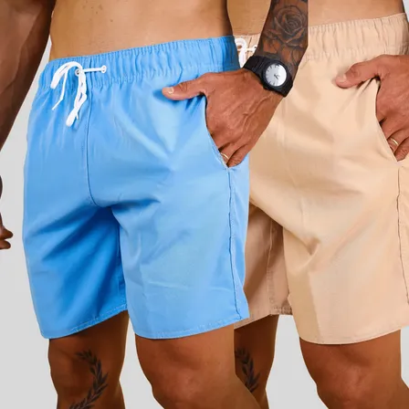 Kit 2 Shorts Tactel Masculino Bermuda Leve Academia Praia