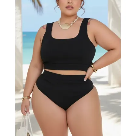 Biquini Plus Size Feminino Cintura Alta Modelador Empina Bum
