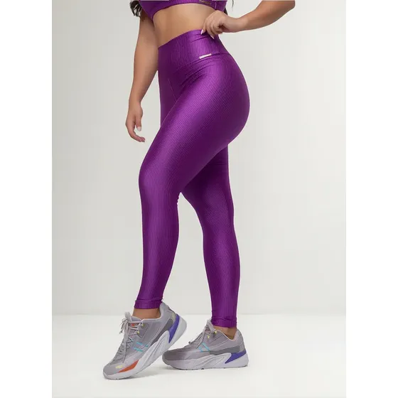 Legging Fitness Malha Trilobal Canelada Feminina Academia